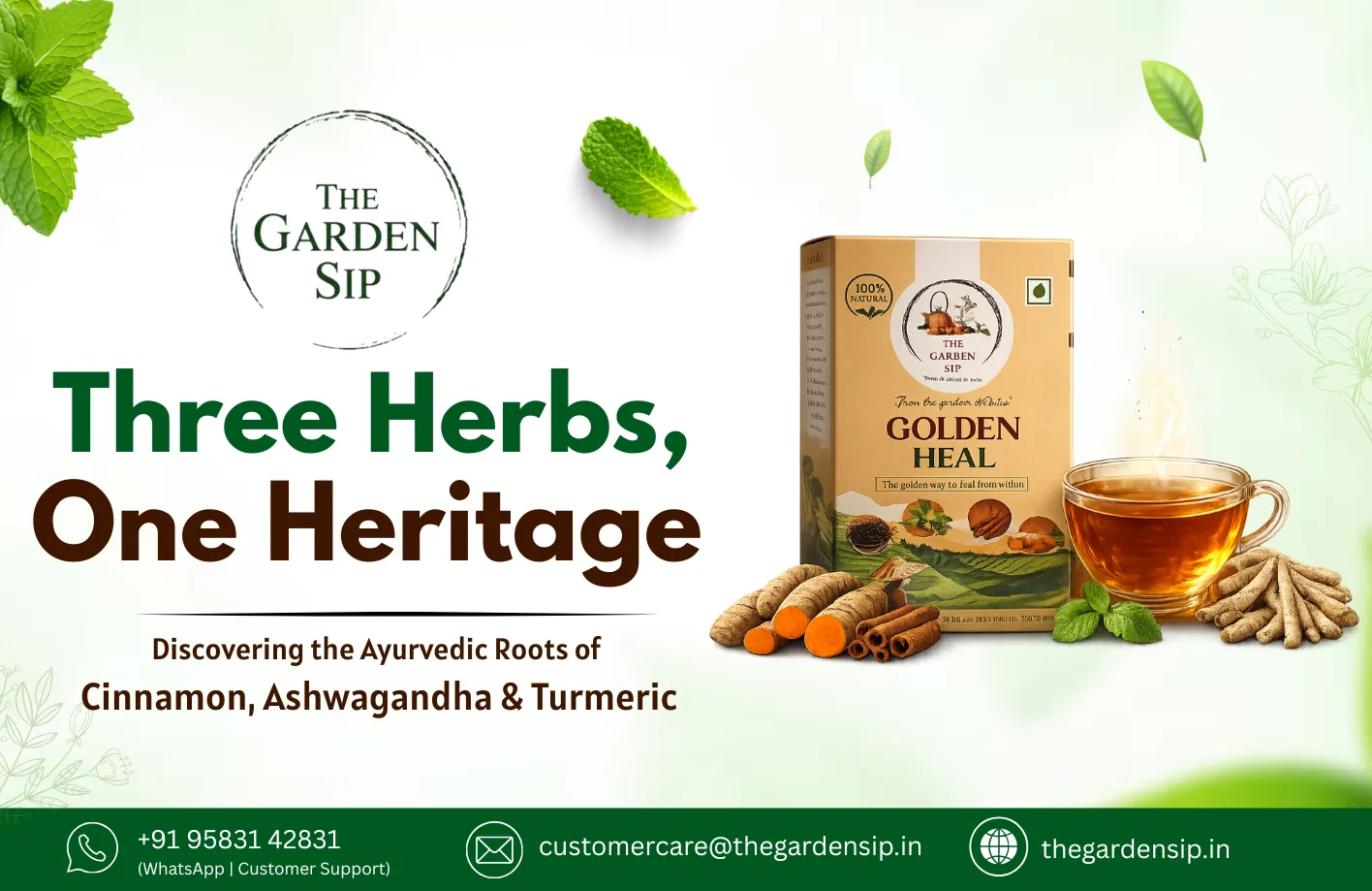 The Ayurvedic Roots of Modern Wellness Tea: Cinnamon, Ashwagandha & Turmeric Explained - The Garden Sip blog post